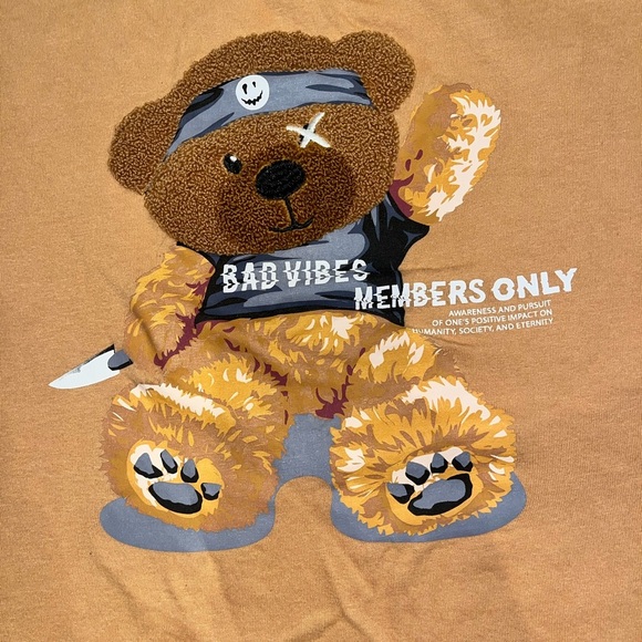 Members Only Bad Vibes Fuzzy Bear Funny Shirt Men’s Size L - Picture 3 of 7